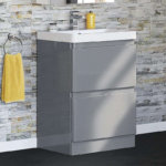 Nova Floor Standing 2 Drawer Vanity Unit with Ceramic Basin (Glossy Grey) (BO-NV500FGR)
