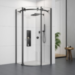 900 Quadrant Shower Door (8mm Glass) – Matt Black