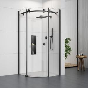 900 Quadrant Shower Door (8mm Glass) – Matt Black