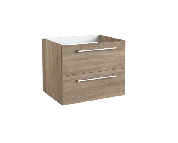Radiance (600mm-2 Drawer) Wall Hung Vanity Unit – Grey Oak