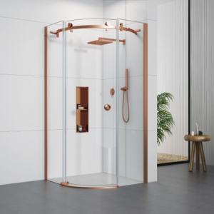900 Quadrant Shower Door (8mm Glass) – Brushed Rose Gold