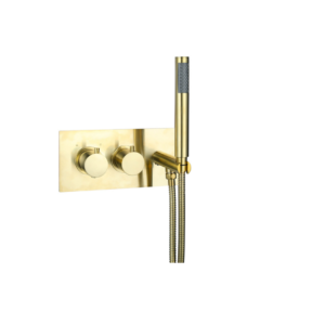 Treviso (2 Outlet) Thermostatic Concealed Shower Mixer with Kit – Brushed Gold