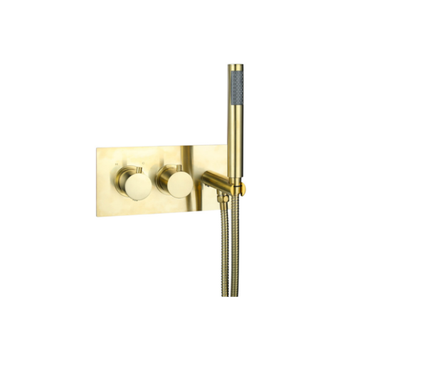 Treviso (2 Outlet) Thermostatic Concealed Shower Mixer with Kit – Brushed Gold