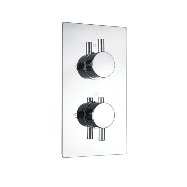 Vertical Thermostatic (1 Outlet, Round) Concealed Shower Valve – 2 Handles
