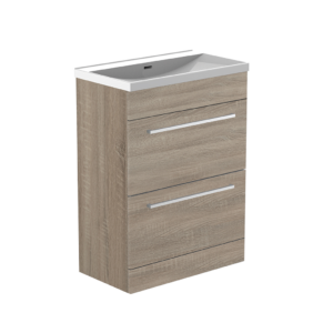 Radiance (600mm-2 Drawer) Floor Standing Vanity Unit – Grey Oak