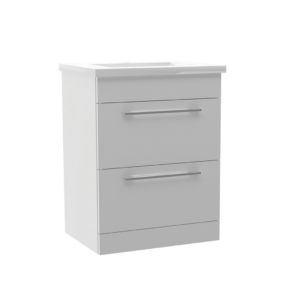 Radiance (600mm-2 Drawer) Floor Standing Vanity Unit – Glossy White
