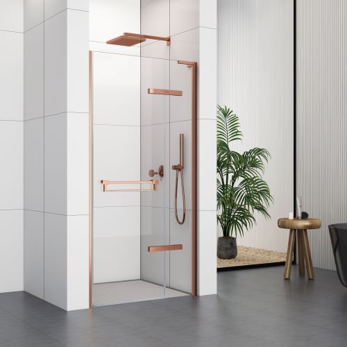 700 Hinged Door with Extension Profiles (8mm Glass) – Brushed Rose Gold
