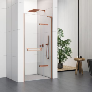 760 Hinged Door with Extension Profiles (8mm Glass) – Brushed Rose Gold