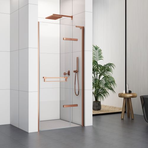 760 Hinged Door with Extension Profiles (8mm Glass) – Brushed Rose Gold