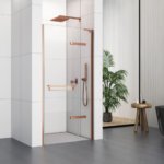 800 Hinged Door with Extension Profiles (8mm Glass) – Brushed Rose Gold