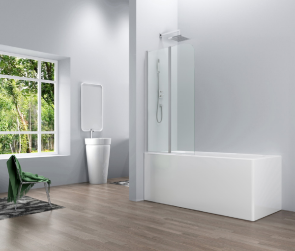 Chrome – Double Folding Bath Screen (1500mm, 6mm Thickness)