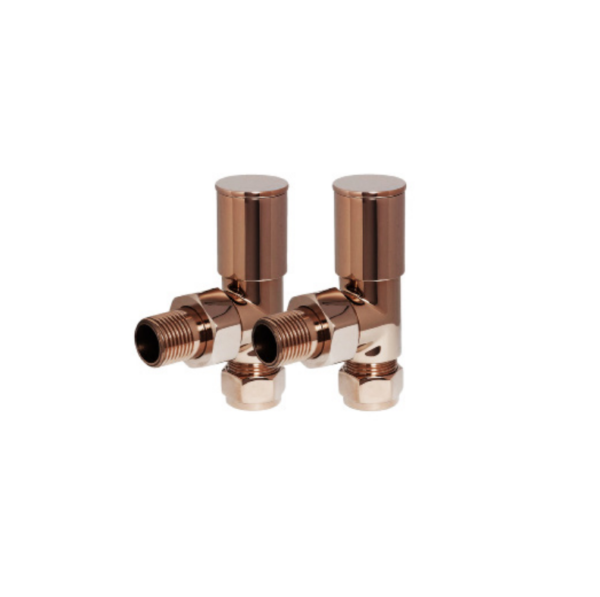 Angled Radiator Valve – Brushed Rose Gold