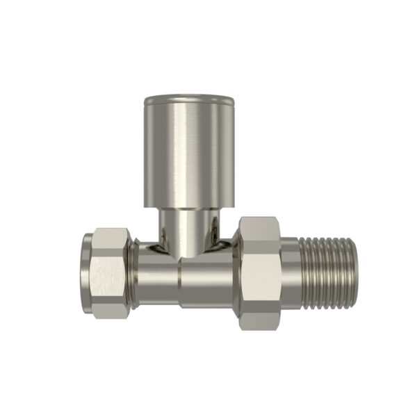 Round Radiator Valves – Straight – Brushed Nickel