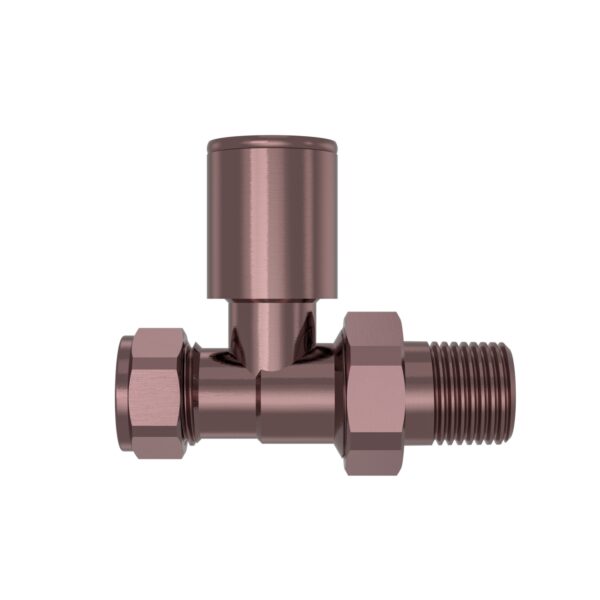 Round Radiator Valves – Straight – Brushed Rose Gold