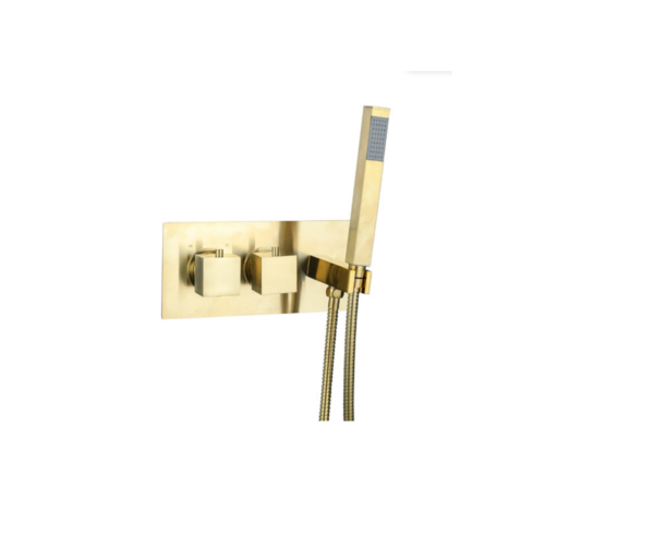 Messina (2 Outlet) Thermostatic Concealed Shower Mixer with Kit – Brushed Gold