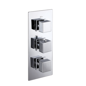 Vertical Thermostatic (3 Outlet, Square) Concealed Shower Valve – 3 Handles
