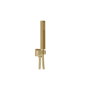 Square Hand Shower Kit with Water Outlet and Bracket – Brushed Gold