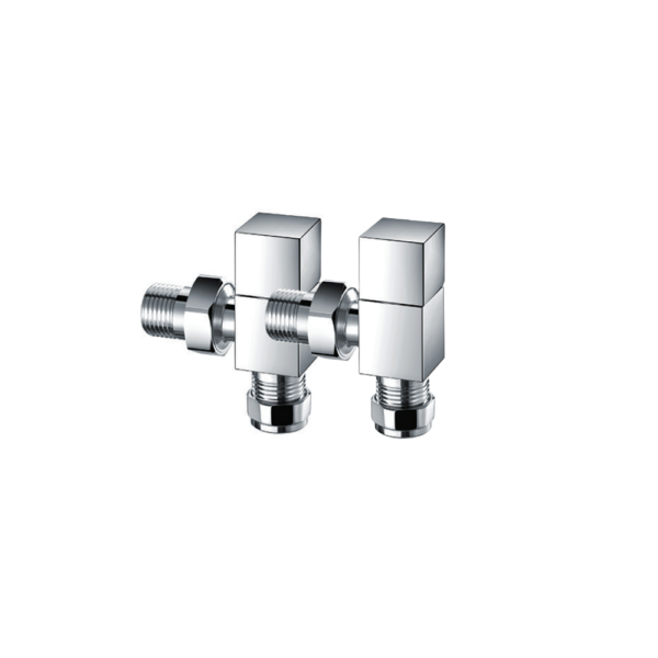 Angled Radiator Valve (Square) – Chrome