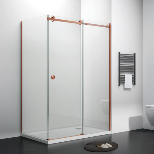 1400 Sliding Door (8mm Glass) – Brushed Rose Gold