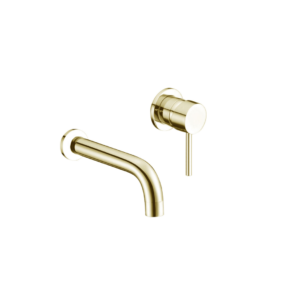 Treviso (Single Lever) – Wall Mounted Basin Mixer – Brushed Gold