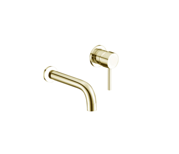 Treviso (Single Lever) – Wall Mounted Basin Mixer – Brushed Gold