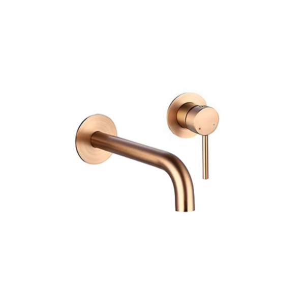 Treviso (Single Lever) – Wall Mounted Basin Mixer – Brushed Rose Gold