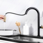 Grace Single Lever Kitchen Mixer (Brushed Gold & Black)