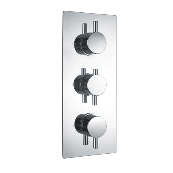 Vertical Thermostatic (3 Outlet, Round) Concealed Shower Valve – 3 Handles