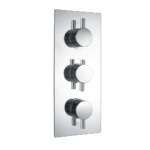 Vertical Thermostatic (2 Outlet, Round) Concealed Shower Valve – 3 Handles