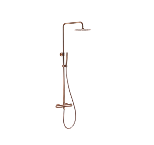Treviso – Thermostatic Shower Mixer (3 Outlets) with Rigid Riser Kit – Brushed Rose Gold
