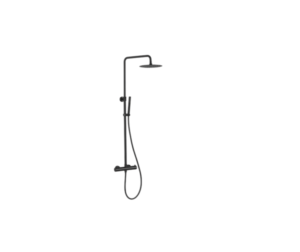 Voss – Thermostatic Shower Mixer (2 Outlets) with Rigid Riser Kit – Matt Black