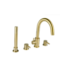 Treviso (4 Hole) – Deck Mounted Bath Mixer with Kit – Brushed Gold