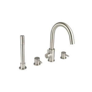 Treviso (4 Hole) – Deck Mounted Bath Mixer with Kit – Brushed Nickel