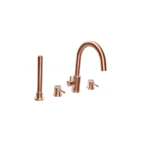 Treviso (4 Hole) – Deck Mounted Bath Mixer with Kit – Brushed Rose Gold