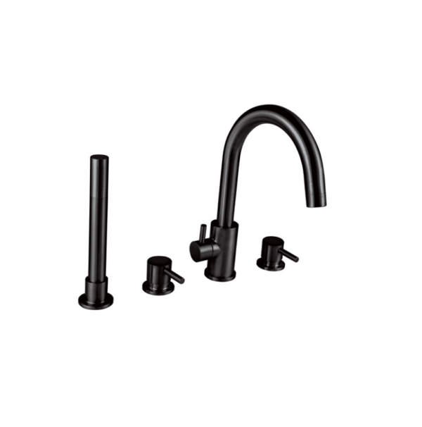 Treviso (4 Hole) – Deck Mounted Bath Mixer with Kit – Matt Black