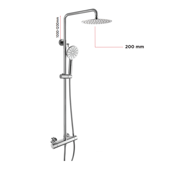 Round: Voss (200mm) Exposed Thermostatic Shower Valve Kit