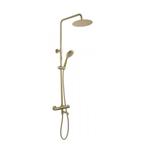 Voss – Thermostatic Shower Mixer (3 Outlets) with Rigid Riser Kit – Brushed Gold