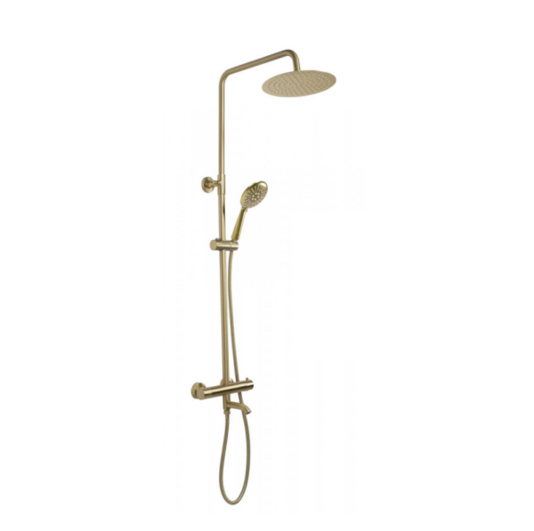 Voss – Thermostatic Shower Mixer (3 Outlets) with Rigid Riser Kit – Brushed Gold