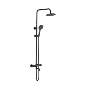 Voss – Thermostatic Shower Mixer (3 Outlets) with Rigid Riser Kit – Matt Black