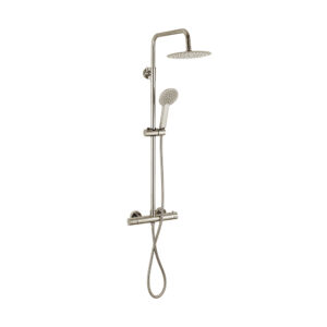 Voss – Thermostatic Shower Mixer (2 Outlets) with Rigid Riser Kit – Brushed Nickel