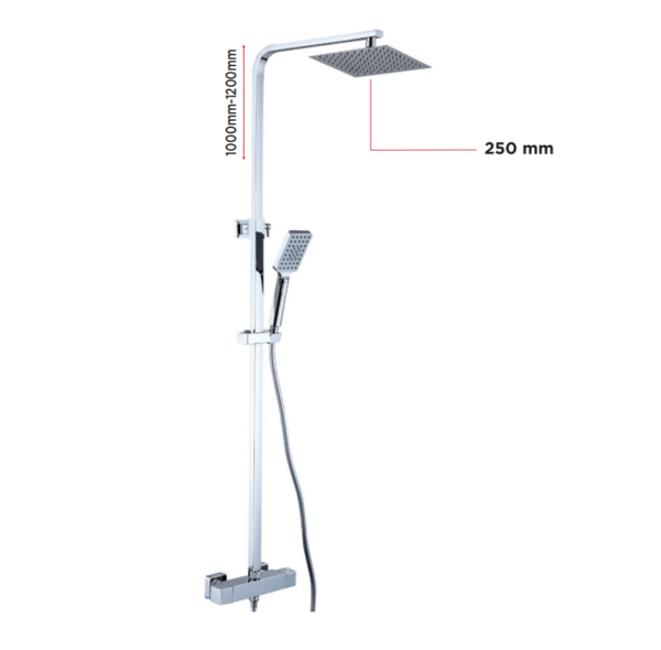 Square: Voss (250mm) Exposed Thermostatic Shower Valve Kit