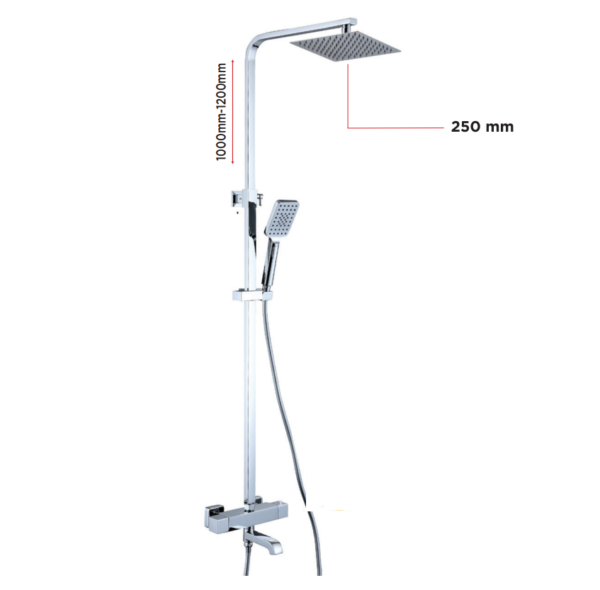 Square: Voss (Cool Touch 250mm) Exposed Thermostatic Shower Valve Kit