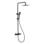 Waterfall (3 Options) Thermostatic Bath & Shower Mixer – Matt Black