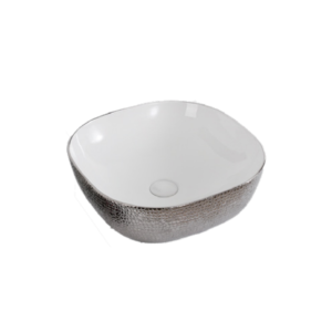 Art Basin (425x425x145mm) – Gloss Nickel & White