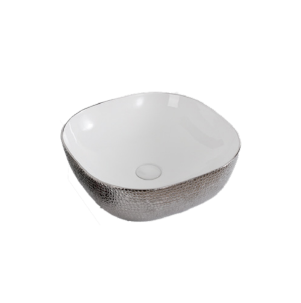 Art Basin (425x425x145mm) – Gloss Nickel & White