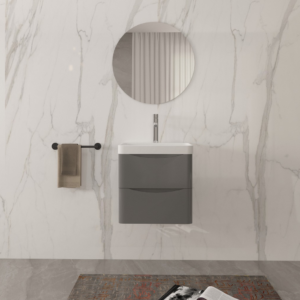Isla Anthracite (500mm): Wall Hung Vanity Unit with Deep Ceramic Basin