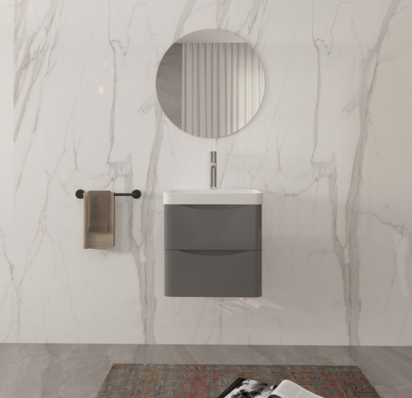 Isla Anthracite (500mm): Wall Hung Vanity Unit with Deep Ceramic Basin