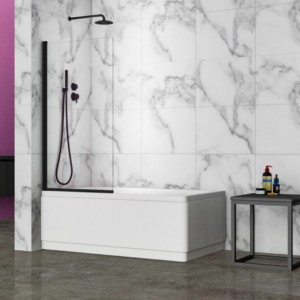 Black – Bath Screen (1400mm, 6mm Thickness)