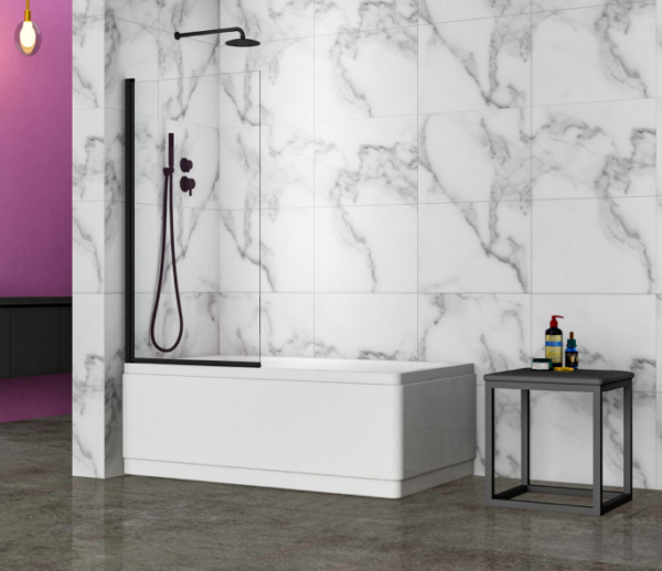 Black – Bath Screen (1400mm, 6mm Thickness)