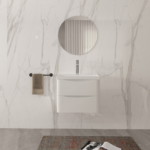 Isla Glossy White (600mm): Wall Hung Vanity Unit with Deep Ceramic Basin
